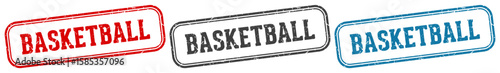 basketball stamp. basketball rectangular stamp set isolated on white background