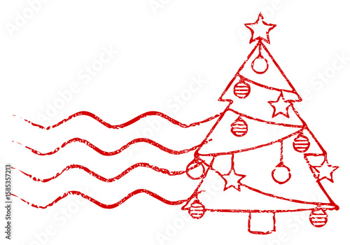 Dirty red christmas tree postal flame (cut out)