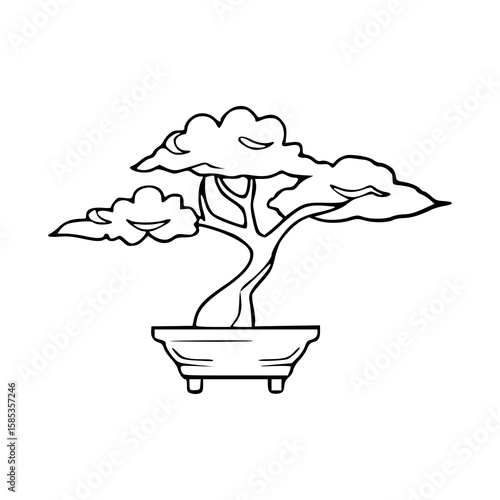 Fotografi outline bonsai in a pot