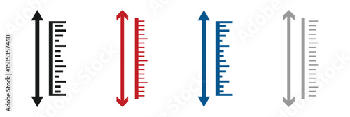 adjustable flat height icon. adjust length symbol. size adjustment arrow sign, information sign.