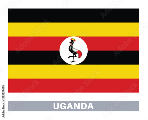 Flag of uganda. Flag icon. Standard colors. Standard size. Rectangular flag.