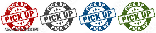 pick up stamp. pick up round stamp set isolated on white background