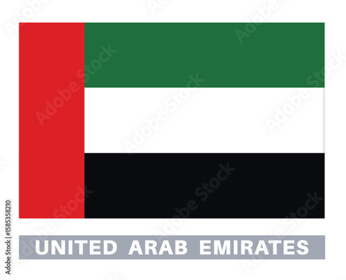 Flag of united arab emirates. Flag icon. Standard colors. Standard size. Rectangular flag.