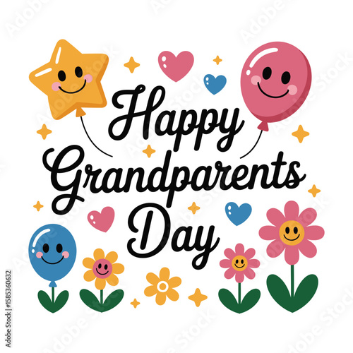 A vibrant t shirt design with a happy grandparents day on it with a happy grandparents day