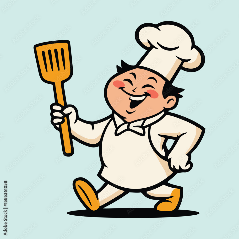 Naklejka premium Happy Chef with Spatula