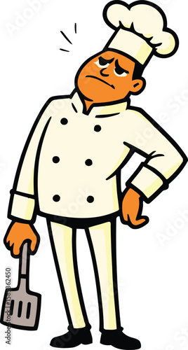 Sad Mood Chef Holding Spatula