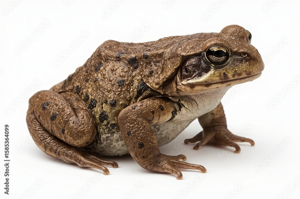 Fototapeta premium Studio shot brown frog, white background, amphibian, wildlife