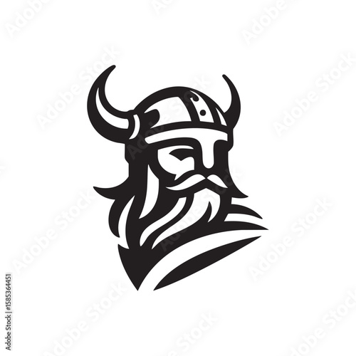 cool viking warrior logo vector illustration