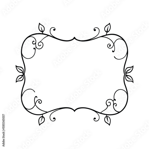 Single stroke vine forming frame for text representing lightweight nature concept vector line art on white background
