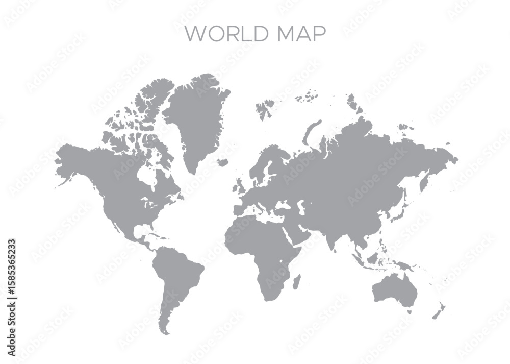 Naklejka premium Grey World Map – High-Resolution Vector and Transparent PNG