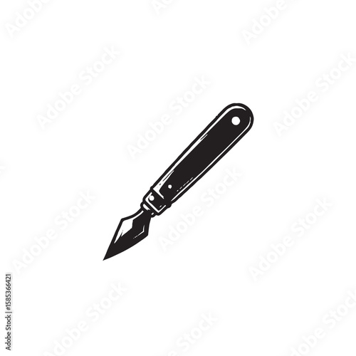 Palette Knife Painting Tool Silhouette on White Background – Vector Illustration for Artistic Texture, Creative Expression, and Symbolic Craftsmanship Concepts