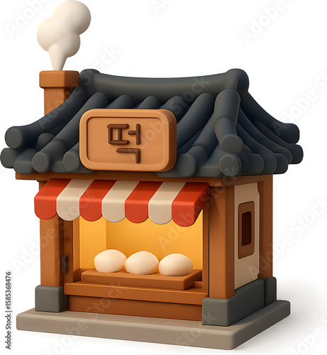 3D떡집건물아이콘 전통상점디자인