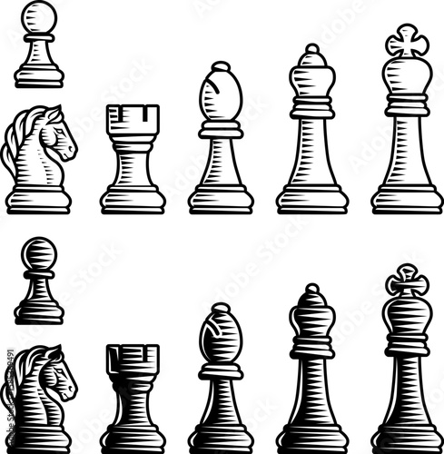 Stylized black and white il...