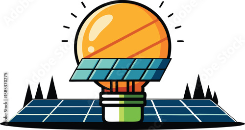 A comprehensive collection of colorful illustrations depicting solar energy panels in settings, emphasizing renewable energy and sustainability
