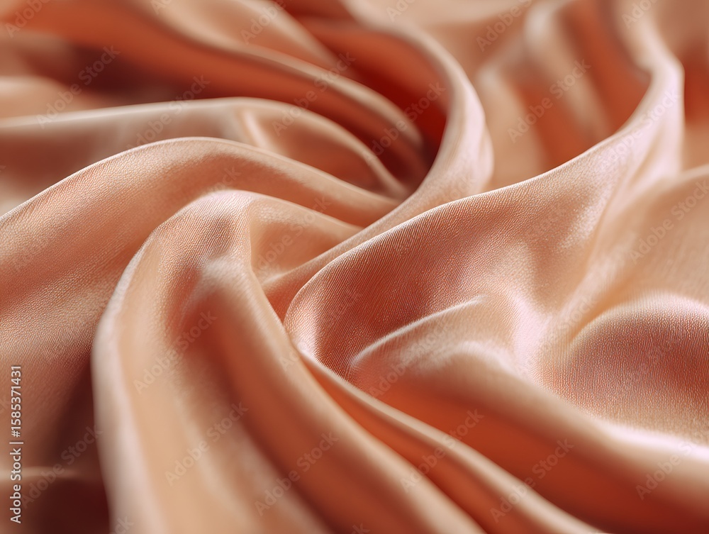 Fototapeta premium Peach Hued Fabric Flowing in Delicate Folds