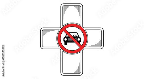 Prohibition of Vehicle Movement Healthcare Symbol Design.