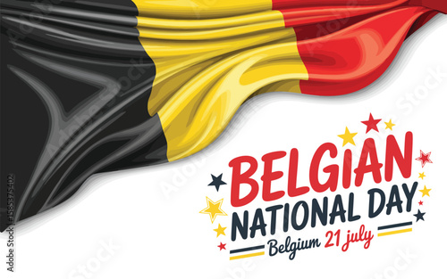 Celebrate Belgium's National Day with a festive flag and colorful design, perfect for holiday greetings and patriotic displays of Belgian pride.