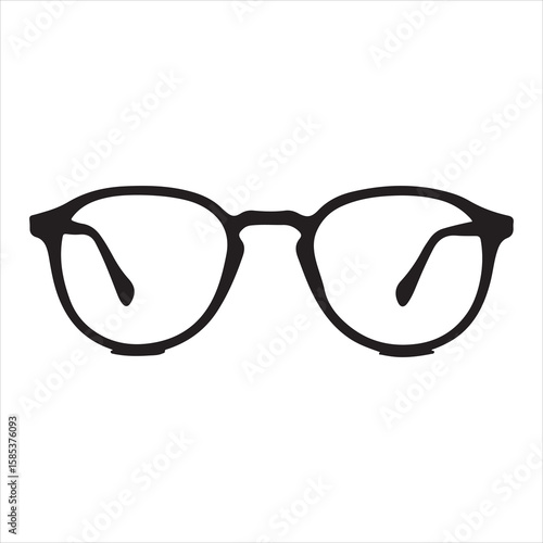 minimal and simple Black spectacles front location vector art silhouette 