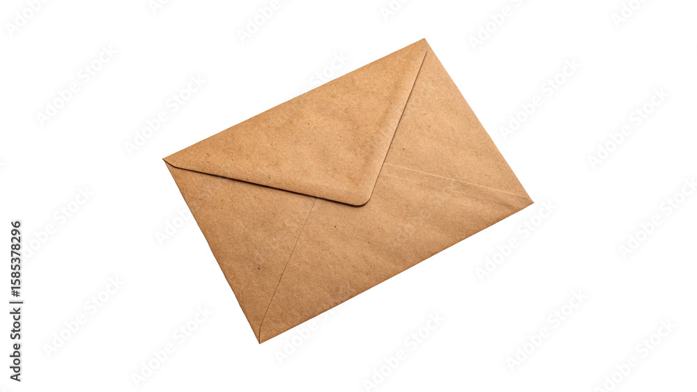 Brown Kraft Paper Envelope Isolated on Transparent Background Brown Kraft Paper Envelope Isolated on Transparent Background