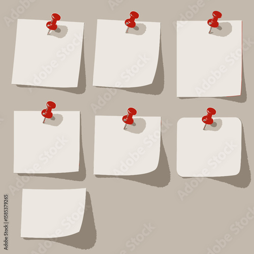set of note papers with pins