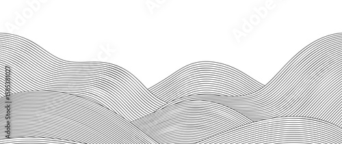 Mountain hill and texture background vector. Abstract Mountain landscape with line art, wavy, curve. Wallpaper design for print, wall art, cover and interior.