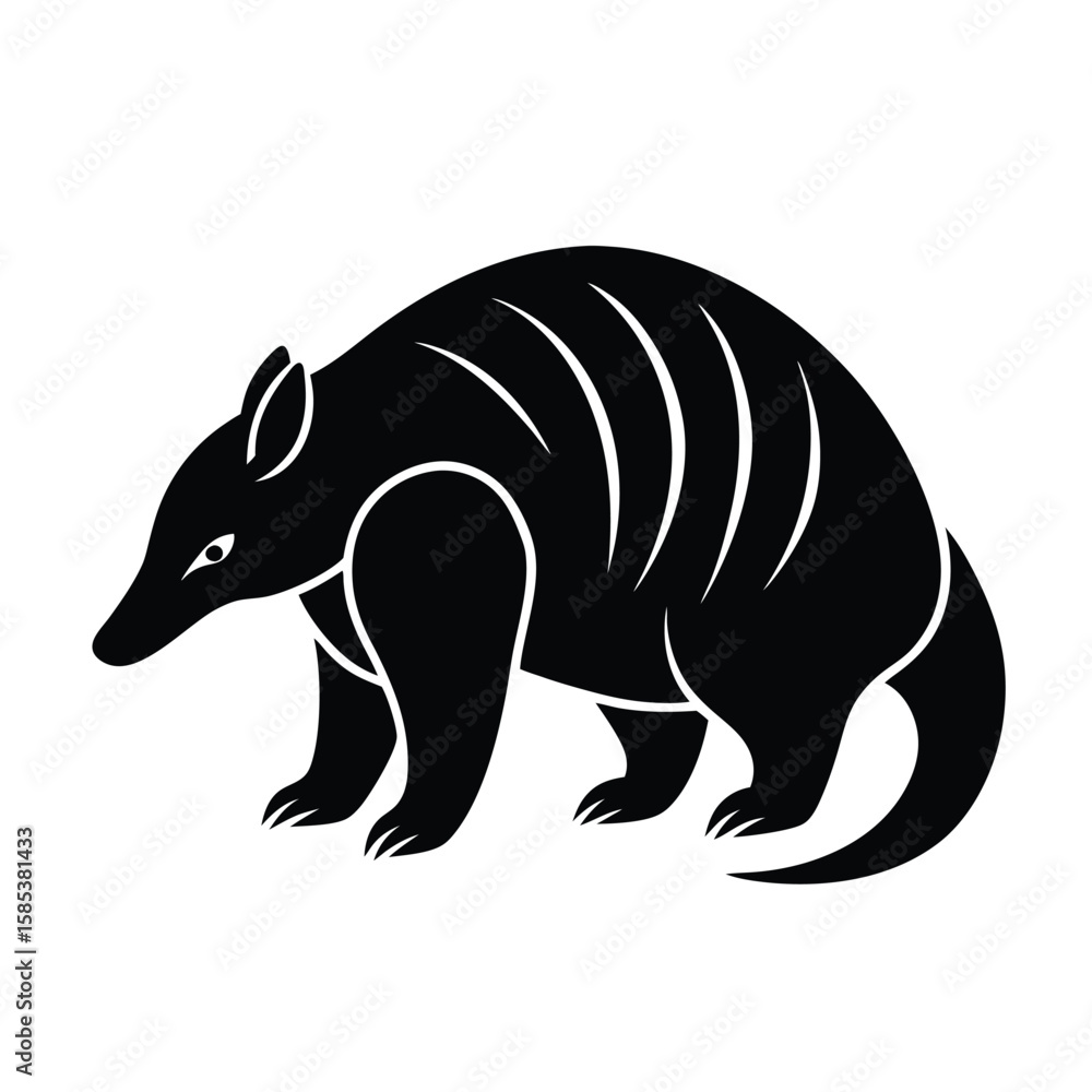 Fototapeta premium Pangolin Silhouette Vector Icon – Scaled Mammal Wildlife Outline