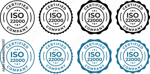 ISO 22000 Certified – Food Safety Management System Label and Stamp Vector Design