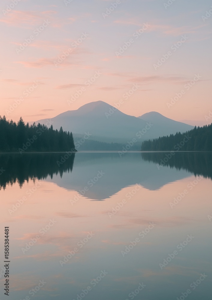 Obraz premium Serene mountain lake reflection