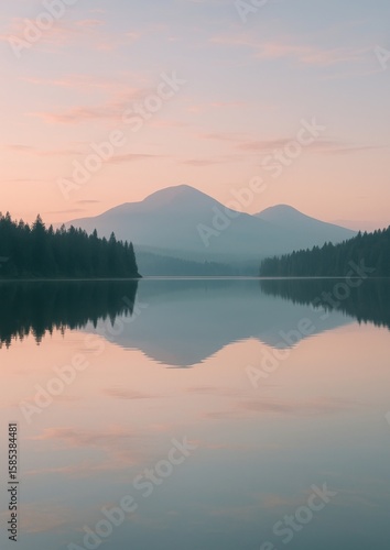 Wallpaper Mural Serene mountain lake reflection Torontodigital.ca