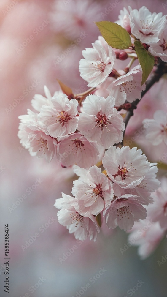 Obraz premium Delicate Pink Cherry Blossoms in Soft Focus