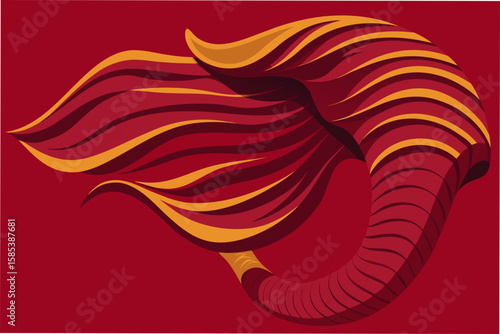 Elephant Trunk Curves Layered Over a Maroon Fabric