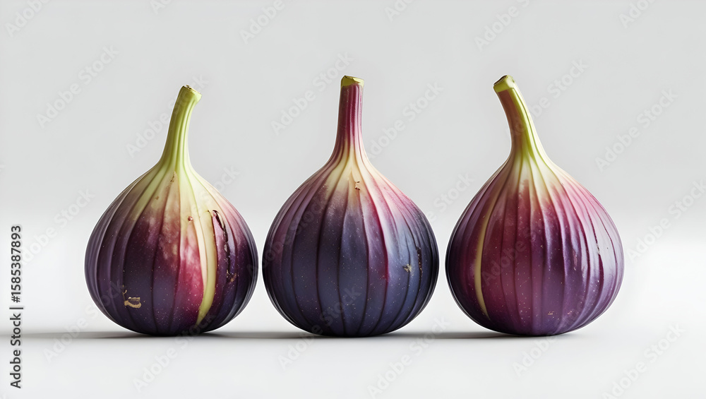 Obraz premium Three figs isolated on transparent background