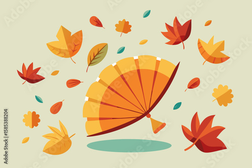 Floating Fan Fragments Dissolving into Autumn Leaves