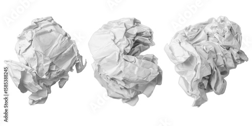 Obraz na plátně Set of crumpled white paper balls isolated on a white background