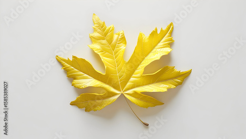 Yellow leaf isolated on transparent background  