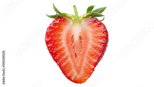 Vertically Halved Strawberry Isolated on Transparent Background