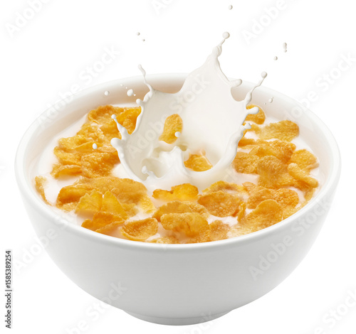 corn flakes with milk splash