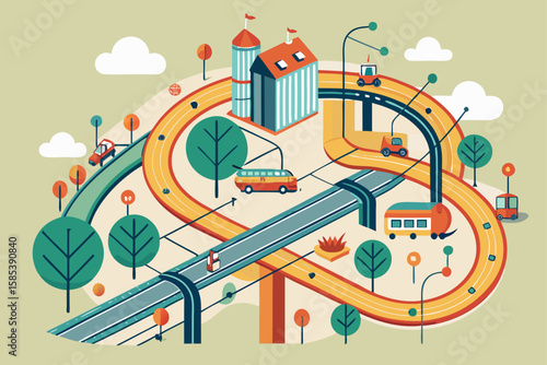 Illustration of an Imagined Rail Network Drawn Like a Circuit