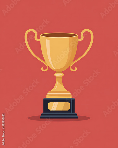 Wallpaper Mural Golden trophy with handles and a dark base on a red background representing achievement and victory Torontodigital.ca