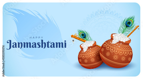 dahi handi celebration in Happy Janmashtami festival background of India