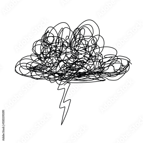 cloud and thunder sketch scribble illustration.eps