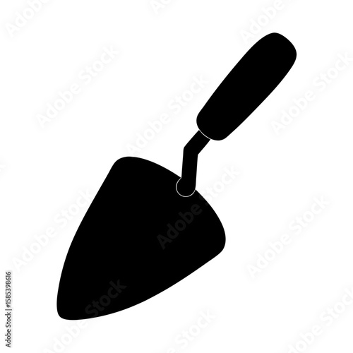 Black Silhouette of a Trowel on White Background, a Construction Tool