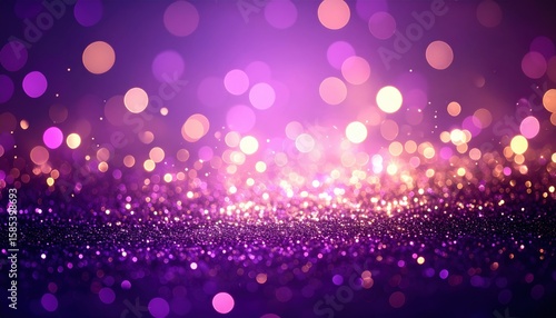 Purple Gold Glitter Bokeh Background