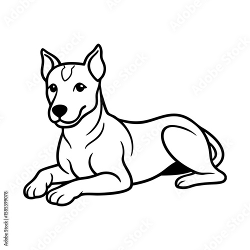 Content Dog Laying Down - Peaceful Canine Vector Outline for Relaxed Themes
