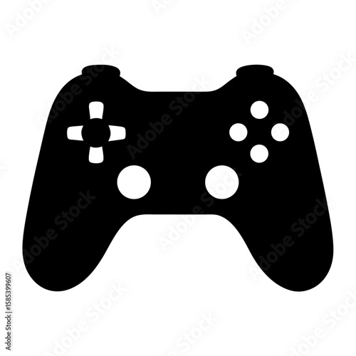 Black silhouette of a video game controller with a classic design