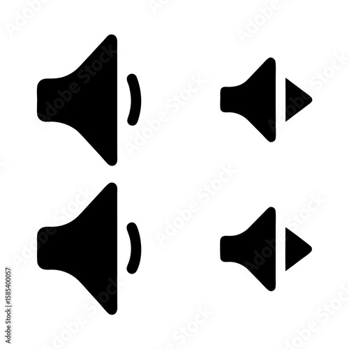Black and white volume speaker icons indicating sound levels and control