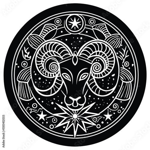 Vector Illustration of a Zodiac Sign Button with Zodiac Symbol (3)
