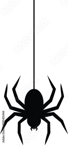 spider on web silhouette illustration, creepy arachnid clip art, insect bug graphic vector