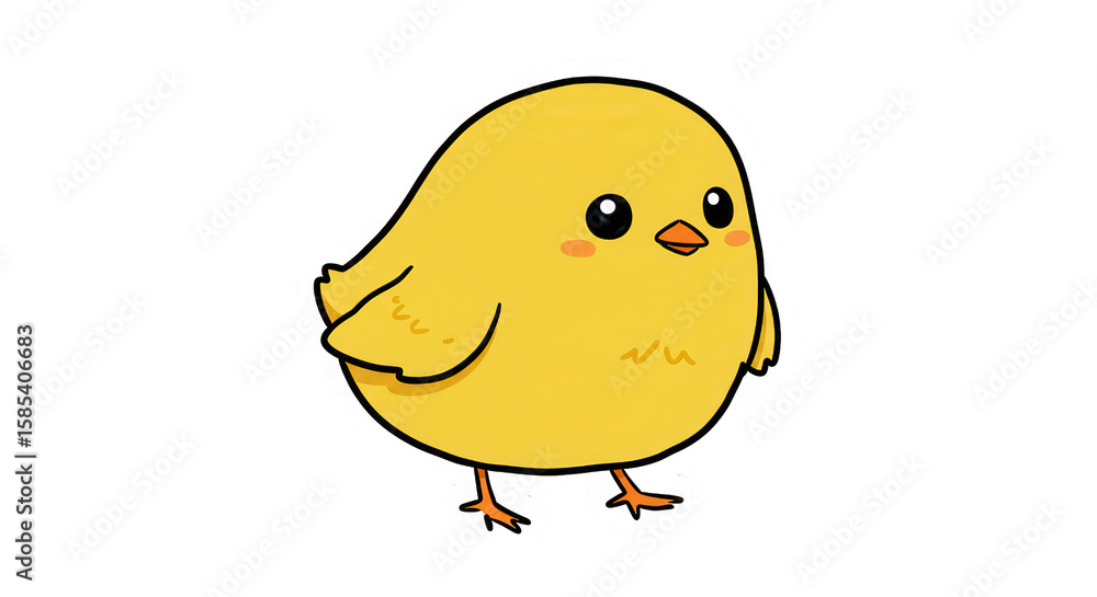 Cute Cartoon Yellow Chick Sticker Illustration Cute Cartoon Yellow Chick Sticker Illustration