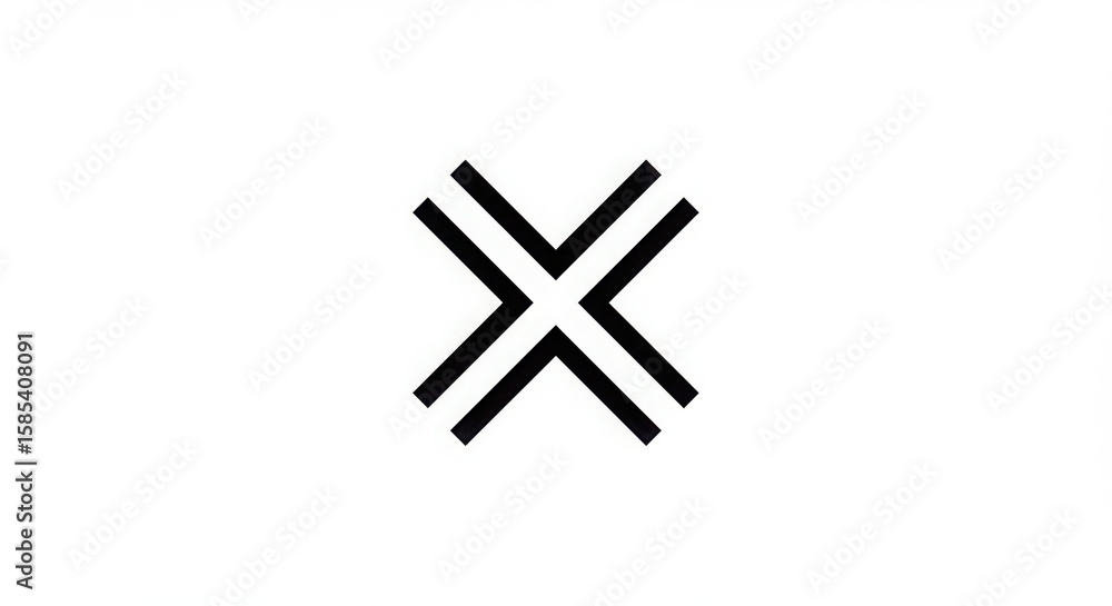 Fototapeta premium Geometric abstract symbol with intersecting parallel lines isolated on white background